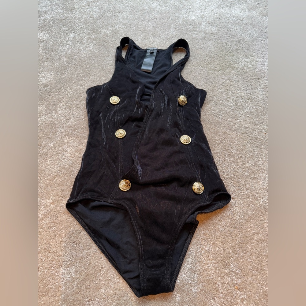 Balenciaga Black One Piece with Gold Accents